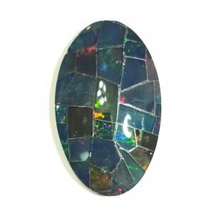 Large Australian Opal Mosaic Doublet Oval Cabochon 29.75 CT Loose Gemstone